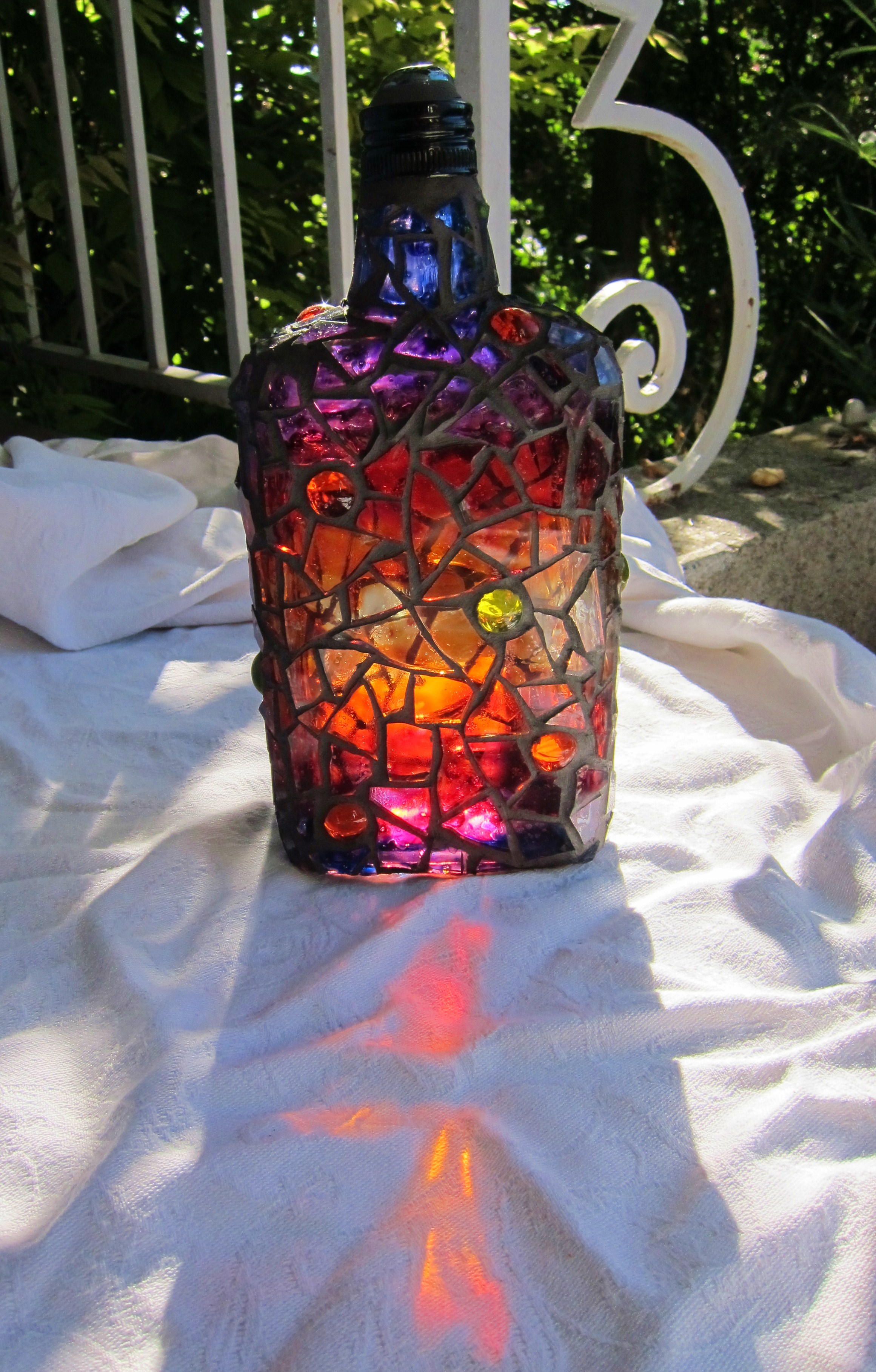 Frances Green Painted Mosaic Bottle